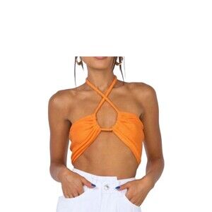 Princess Polly Clarke Top Orange Terry Cloth Cotton Blend Size 4 Summer Vacation